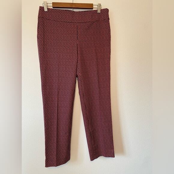 ANN Taylor Loft Women's 2 Marisa Pink Geometric Business Ankle‎ Pants Colorful - Picture 2 of 14